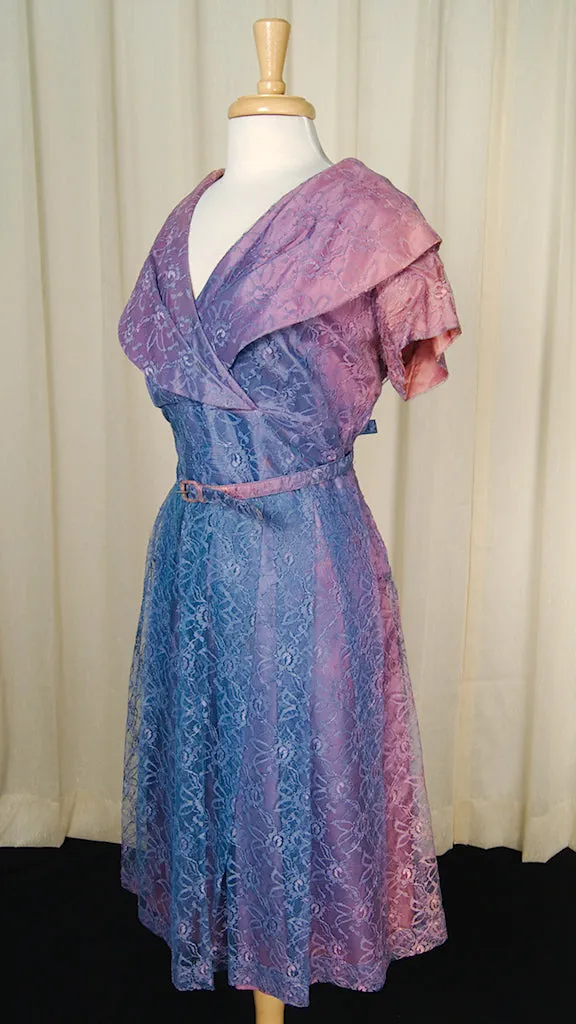 1950s Purple & Pink Lace Dress