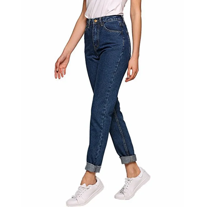 2022 Korean Style Women Pencil Denim Pants High Waist Jeans Woman Casual Vintage Jeans Boyfriend Mom