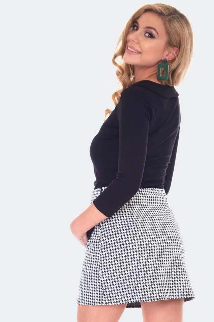 60s Retro Houndstooth Mini Skirt