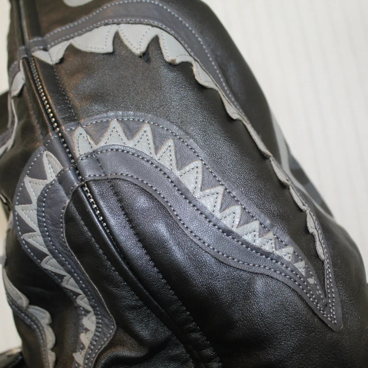 A Bathing Ape Keith Flint's Black Leather Shark Hood Jacket M