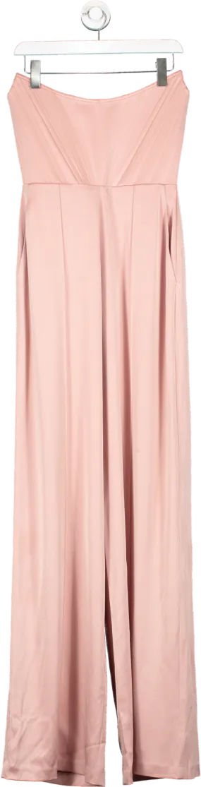 Alex Perry Pink Slaine Strapless Satin-crepe Wide-leg Jumpsuit UK 10