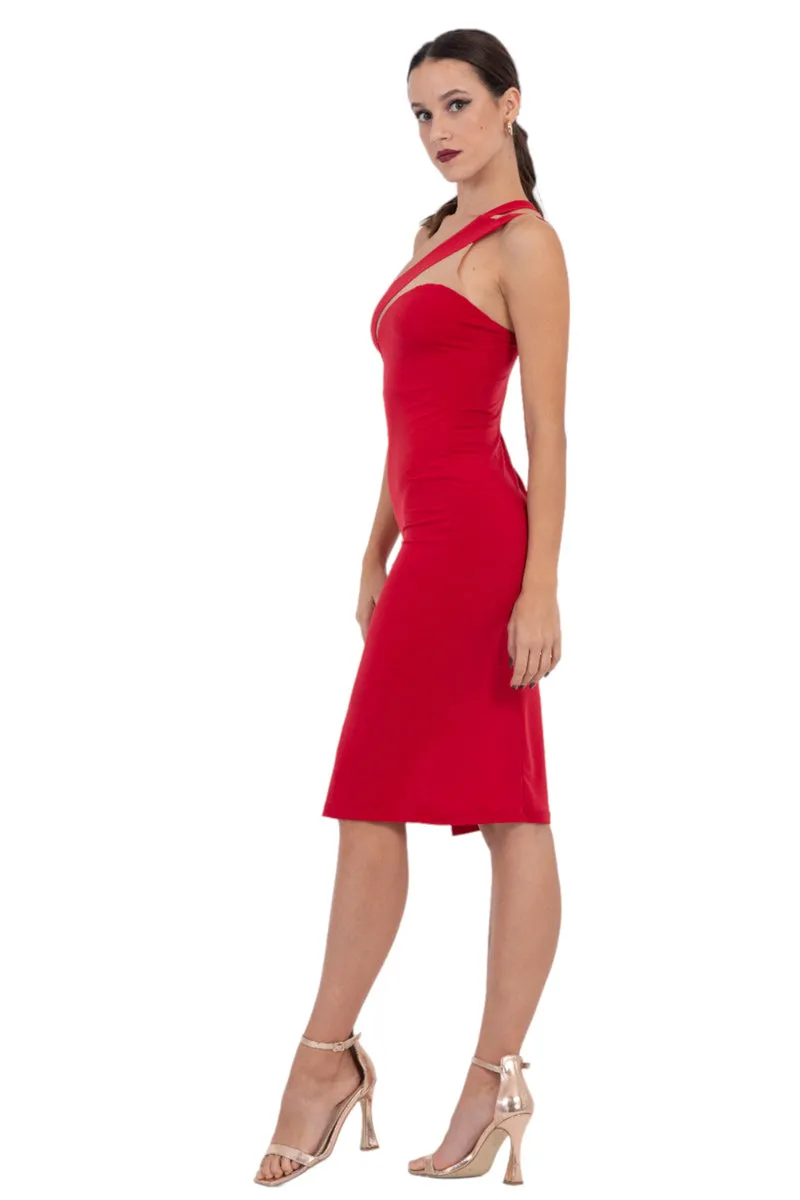 Asymmetric One-Shoulder Cutout Tango Dress