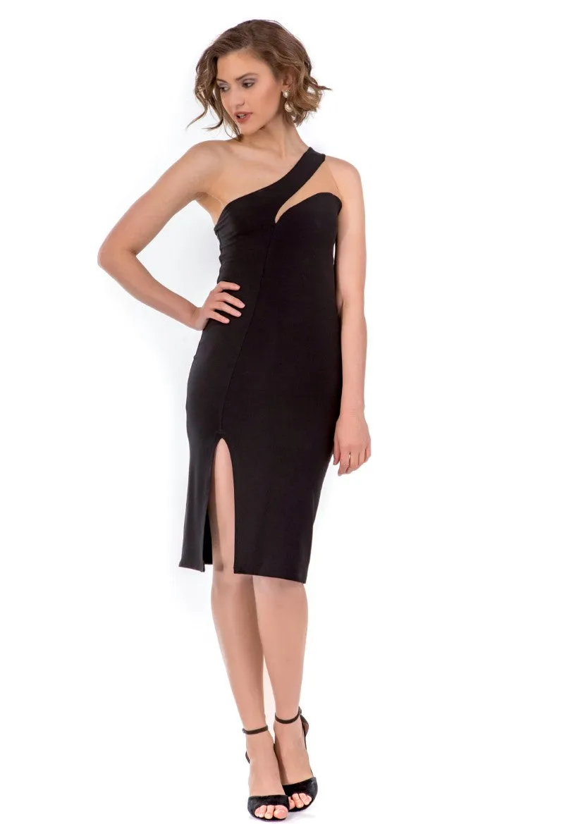 Asymmetric One-Shoulder Cutout Tango Dress