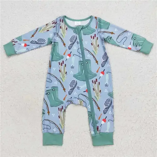 Baby Romper - Boys - Zip - Fishing Boots & Bait Western