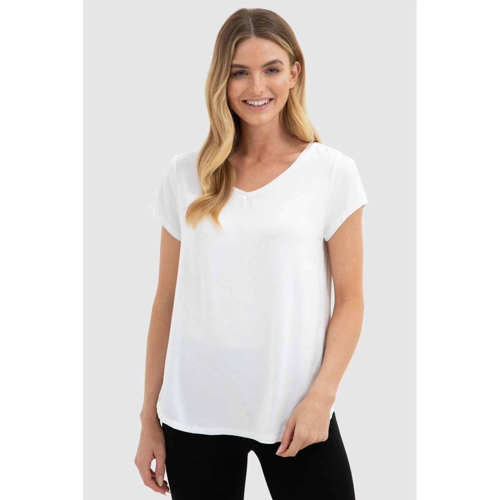 Bamboo Body White  V Neck