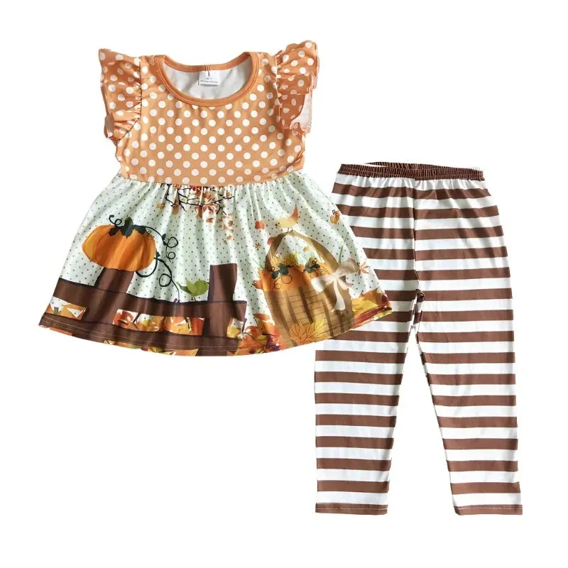 Basket of Pumpkins - Girls to 14/16 Autumn Flutter Sleeve Outfit