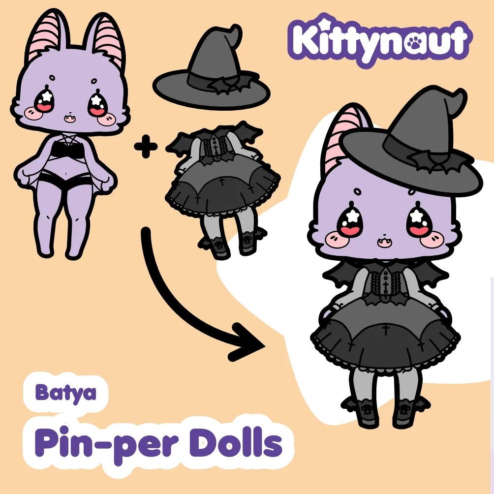 Batya   Spooky Coord -- Hard Enamel Pin Set -- Dress Up Pin Dolls Collection