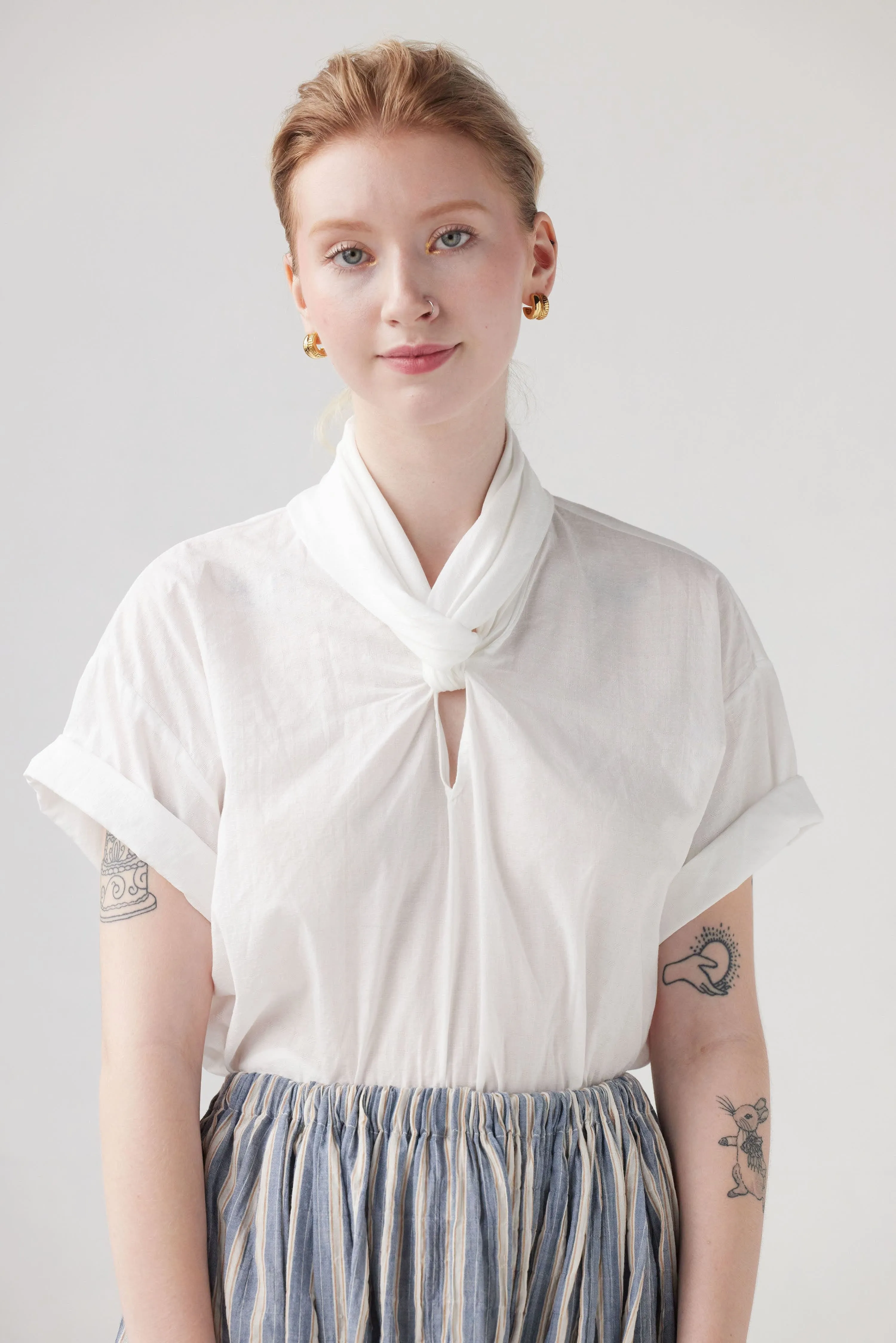 Betty Blouse in Ticked Cotton