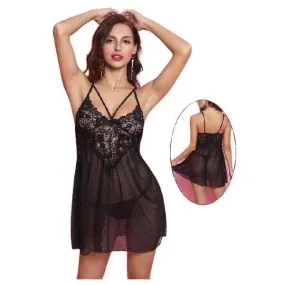 Black Net Nighty Dress Short Transparent Nighty  Net Night Dress for Women