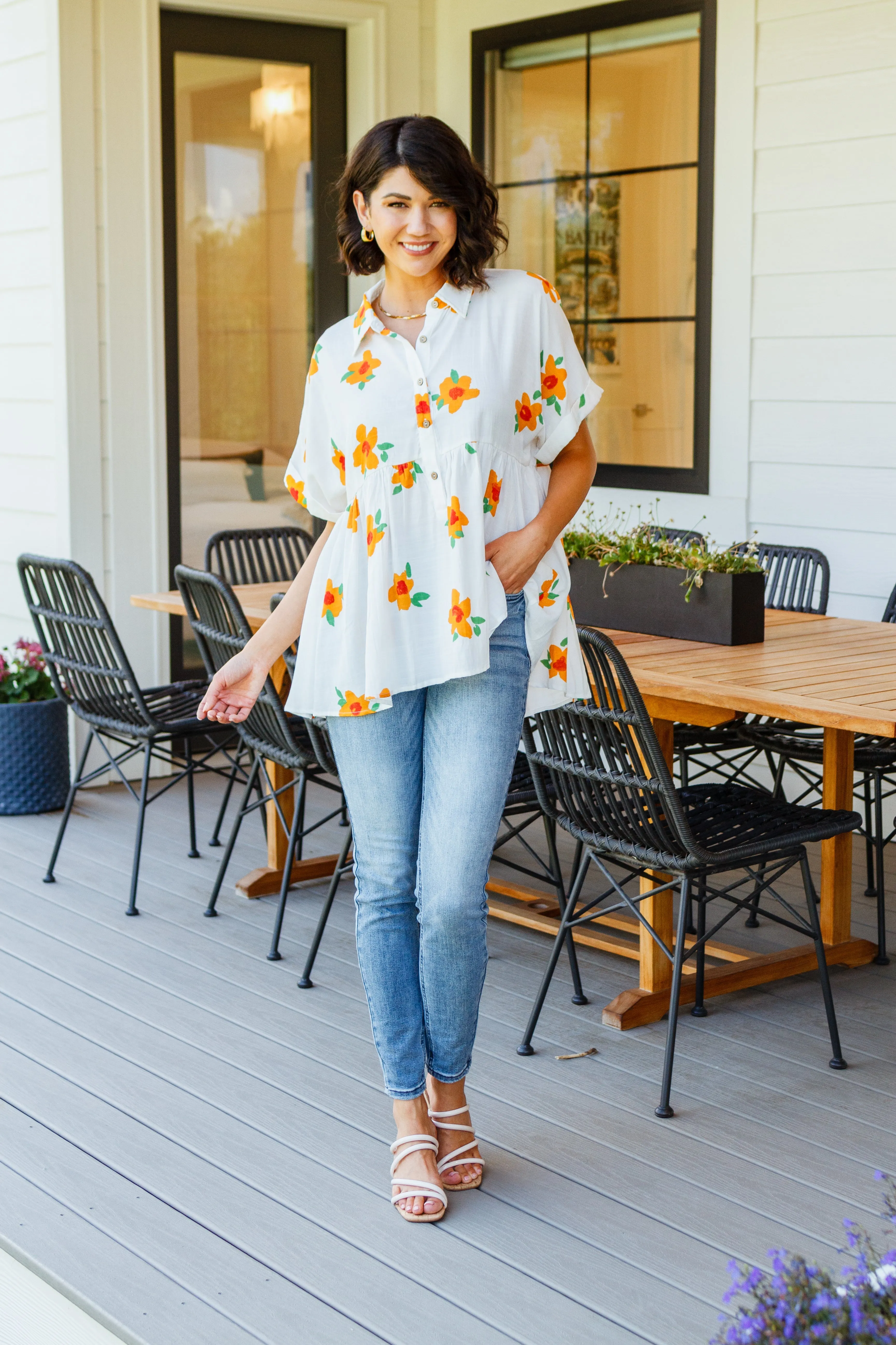 Blissed Out Button Up Babydoll Tunic