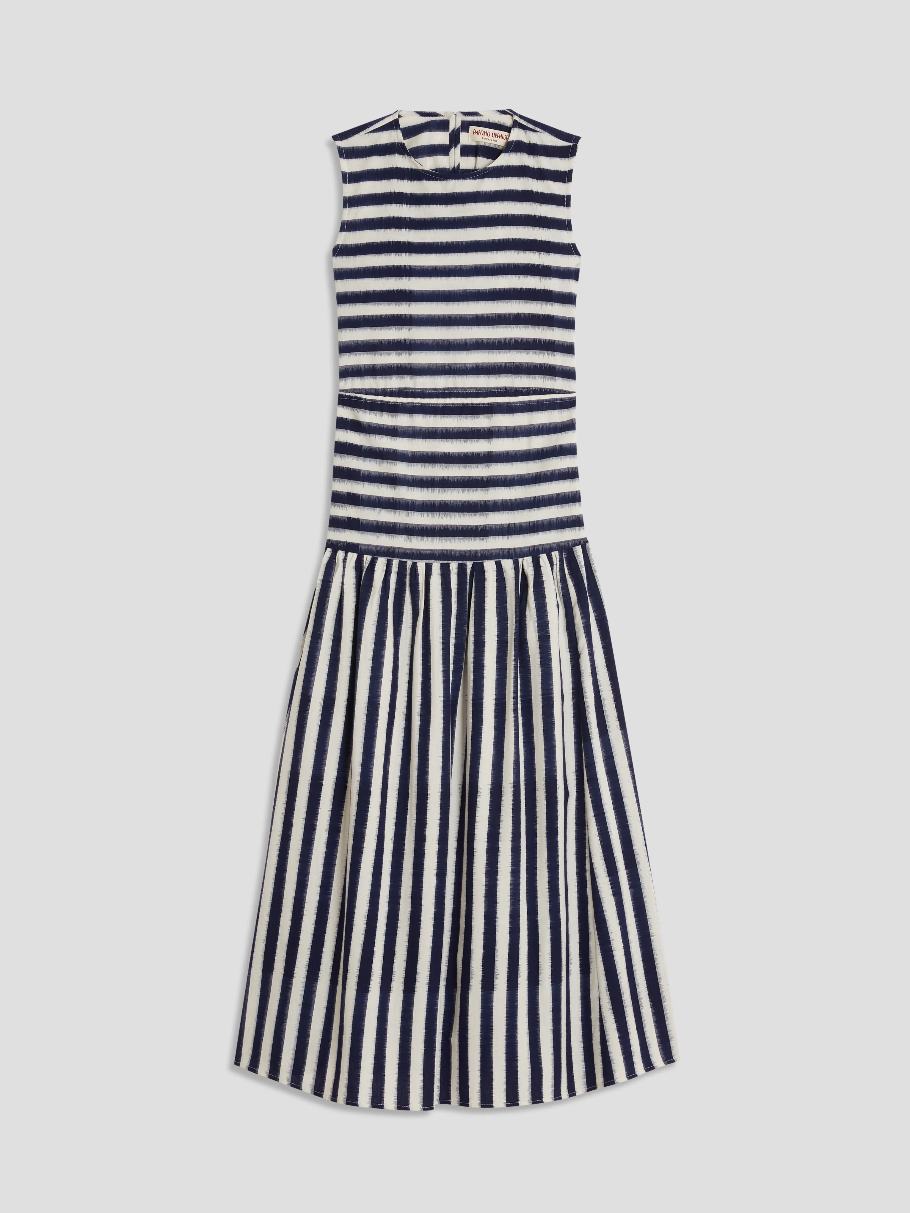 Blue & White Pulcheria lkat Stripes Dress