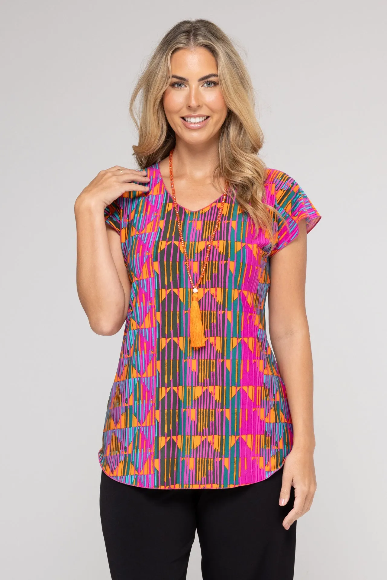 Cairo Print Short Sleeve Jersey Top