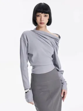 Catana Open Shoulder Long Sleeve - Light Gray