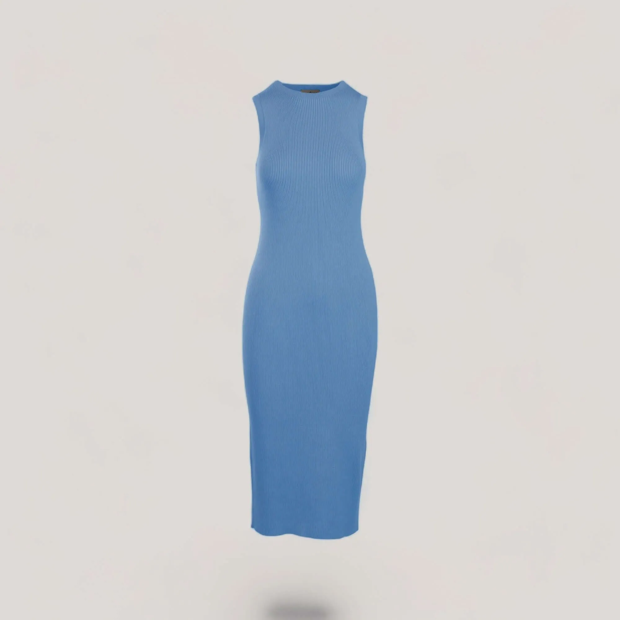 CELINE | Sleeveless Crew-Neck Rib Long Dress