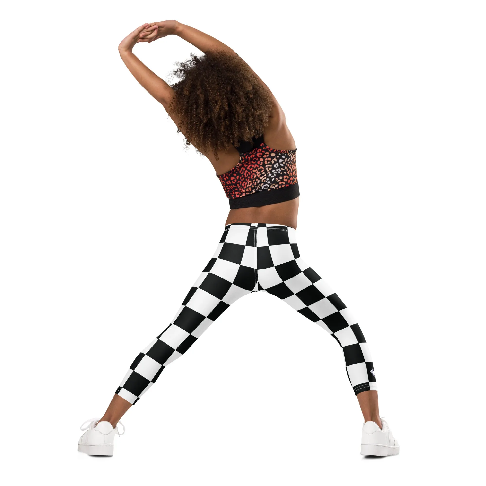 Checkered Charm: Girls' Yoga Pants Workout Leggings