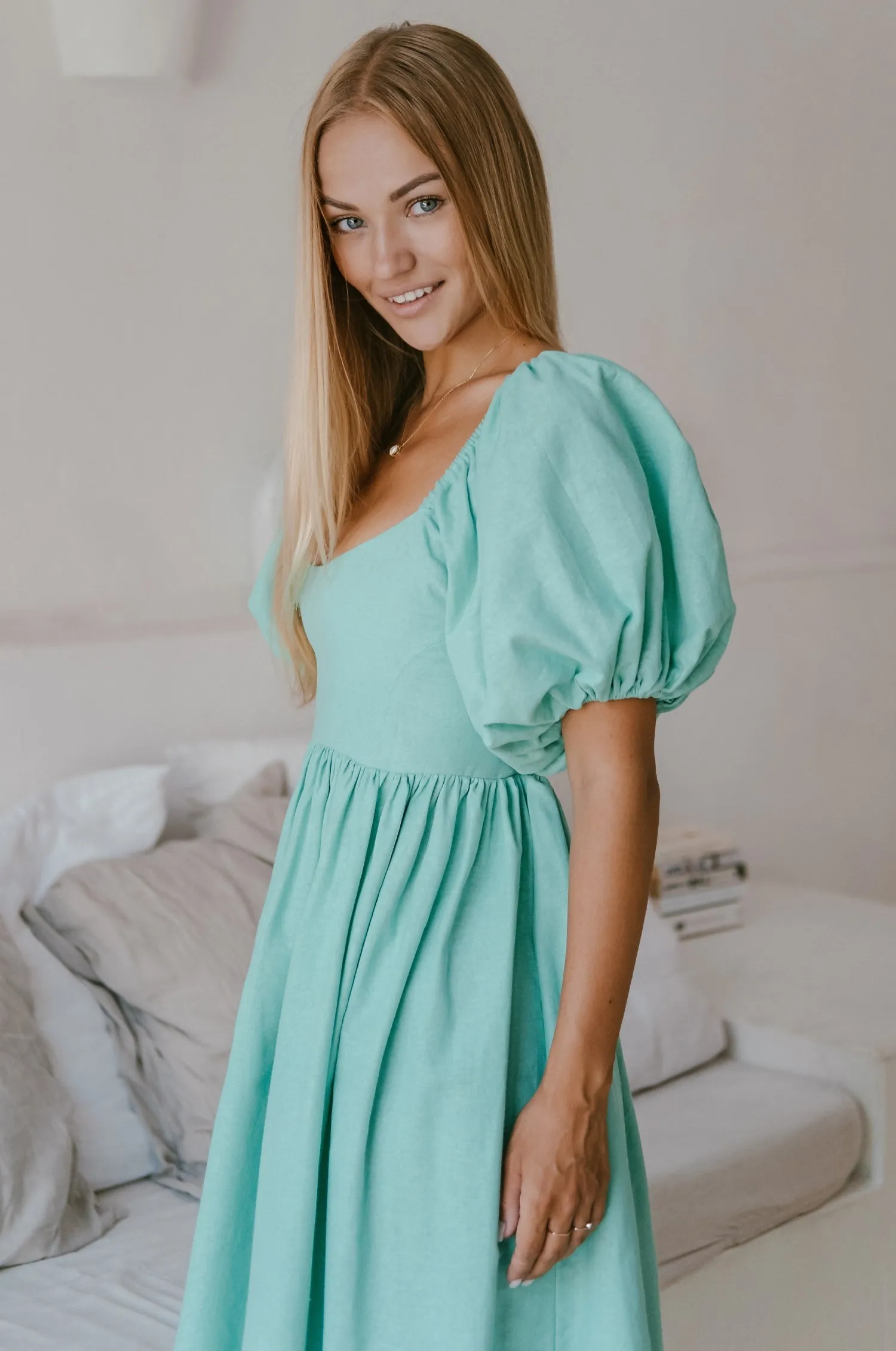 Cherie Puff Sleeve Midi Dress