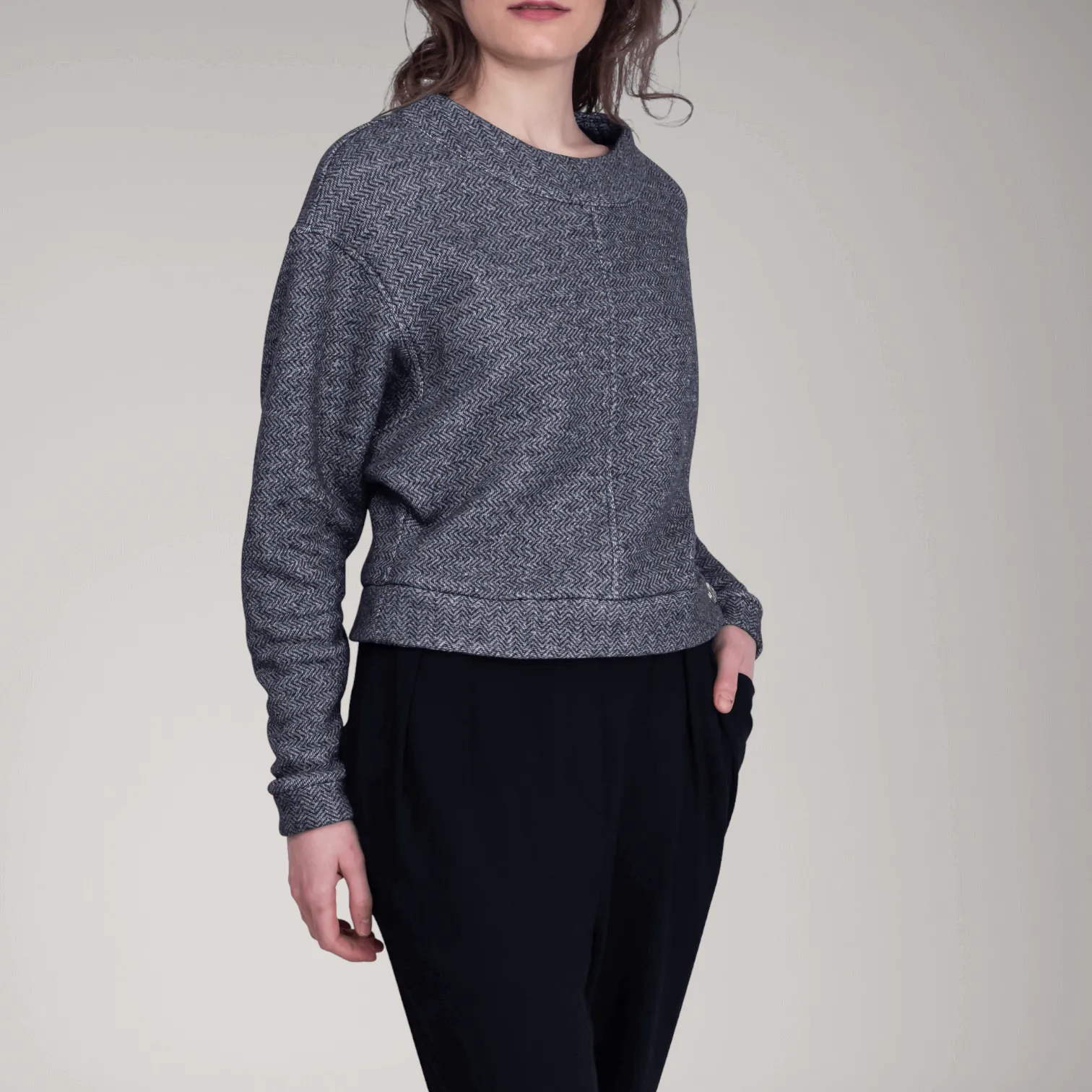 Dolman Sleeve Thick French Terry Sweater | Granite