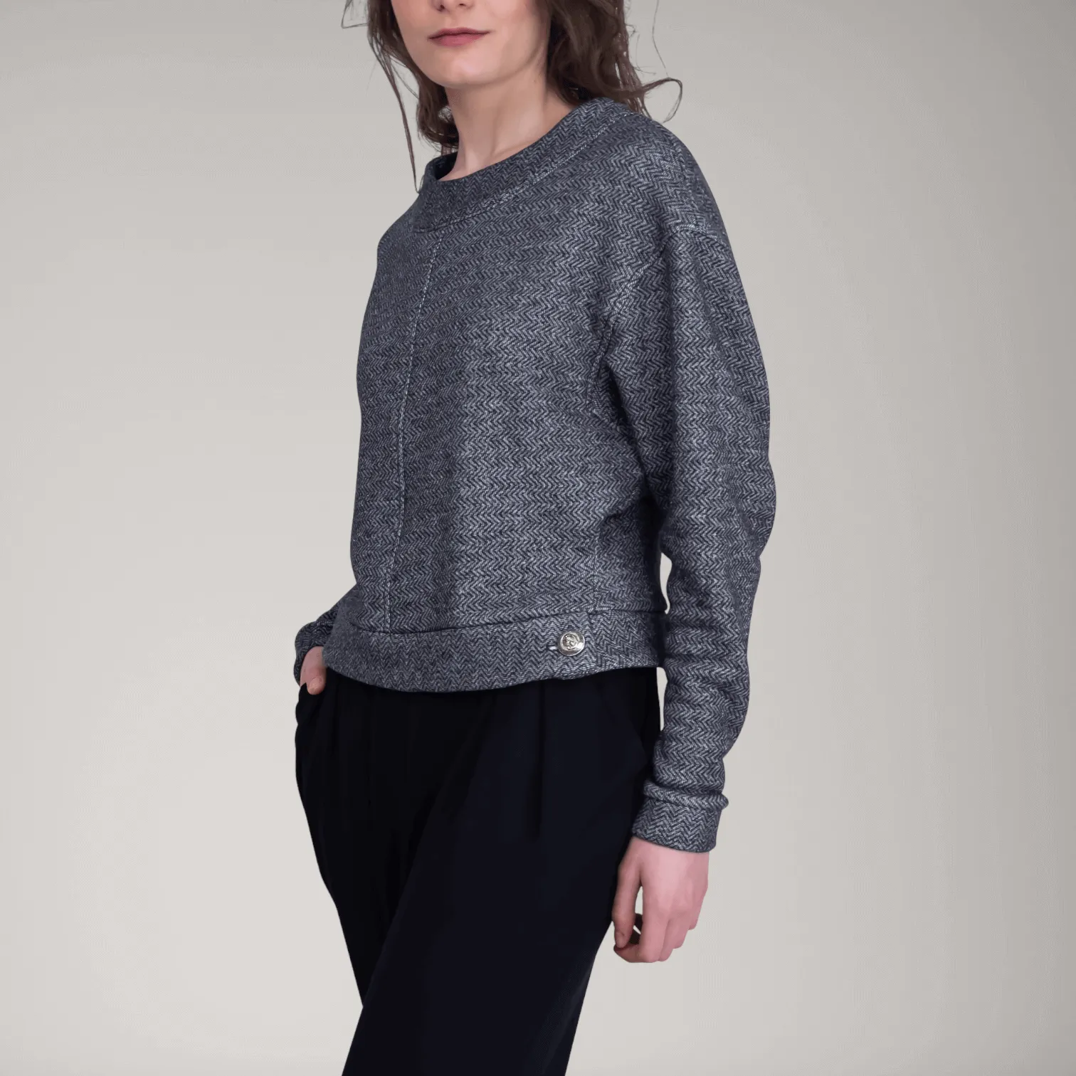 Dolman Sleeve Thick French Terry Sweater | Granite