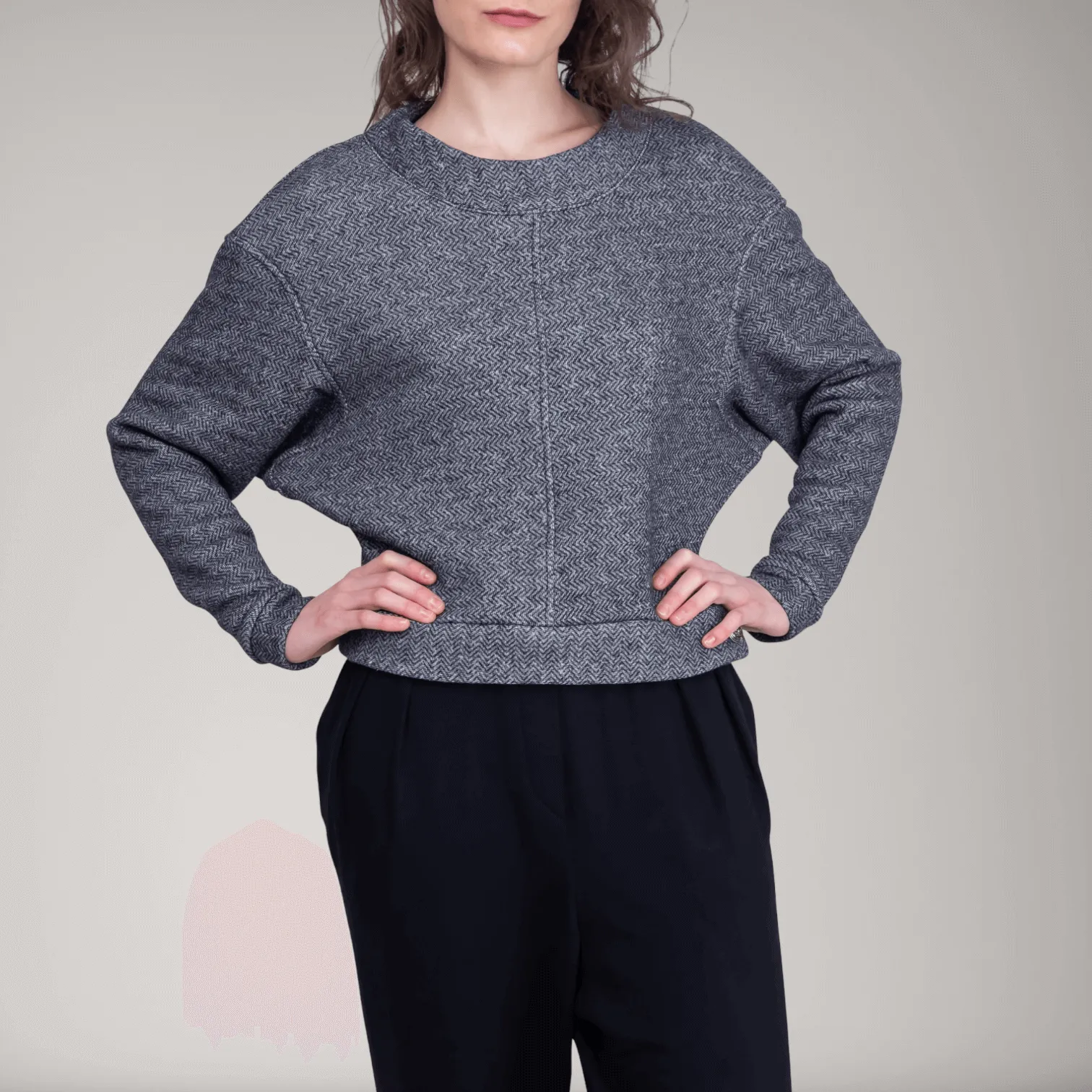 Dolman Sleeve Thick French Terry Sweater | Granite