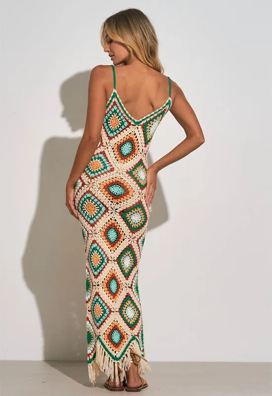 Elan - Crochet Tank Maxi Dress White Multi