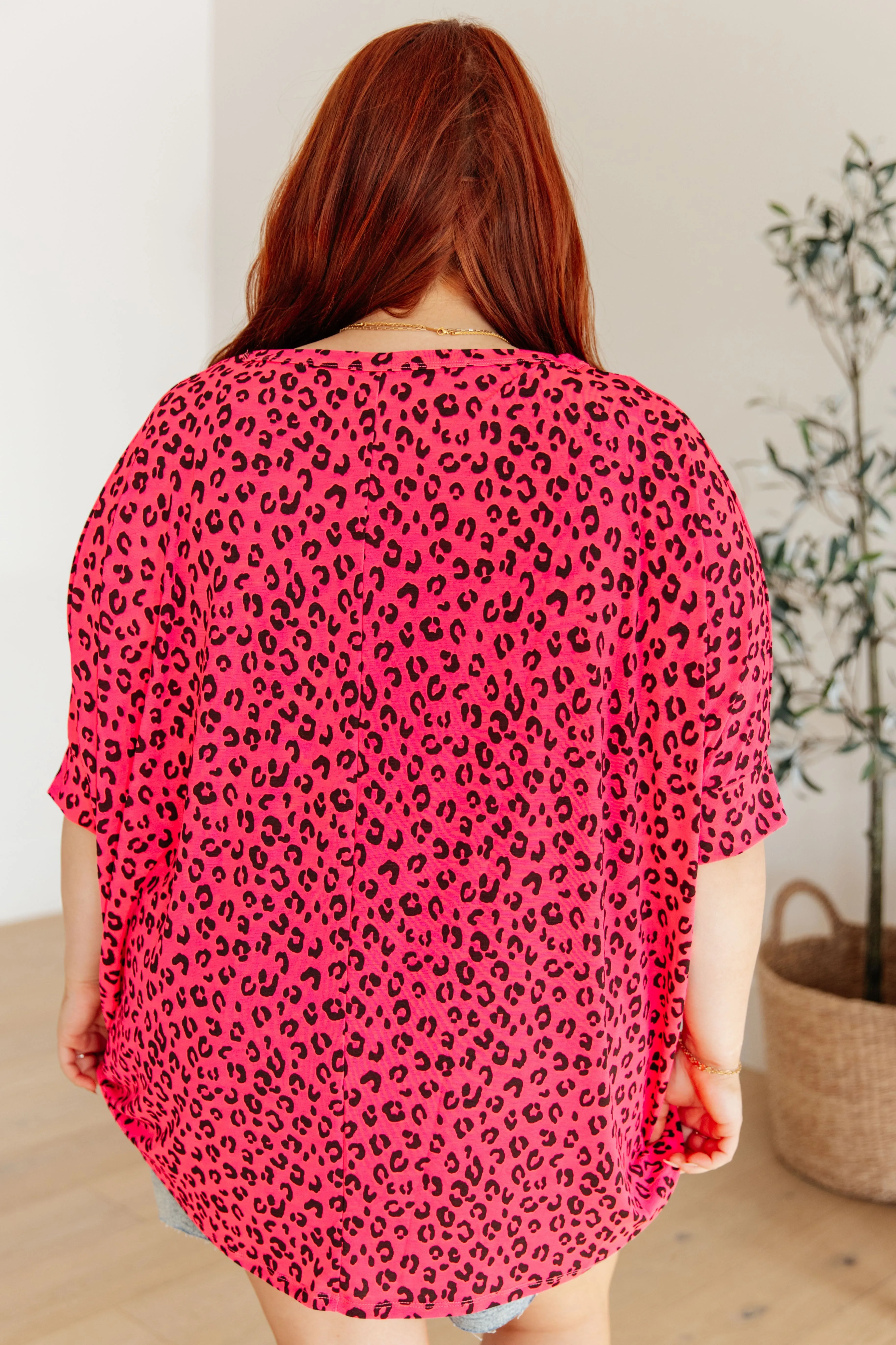 Essential Blouse in Hot Pink Leopard