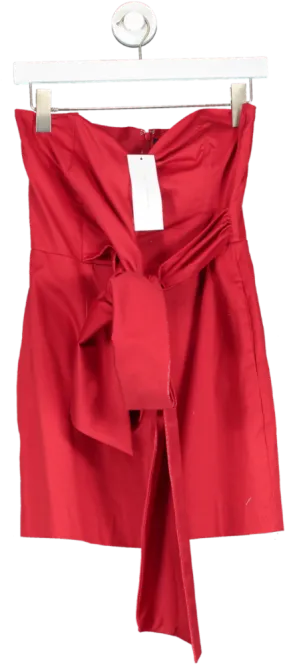 French Connection Red Florida Winter Strapless Dress UK 8