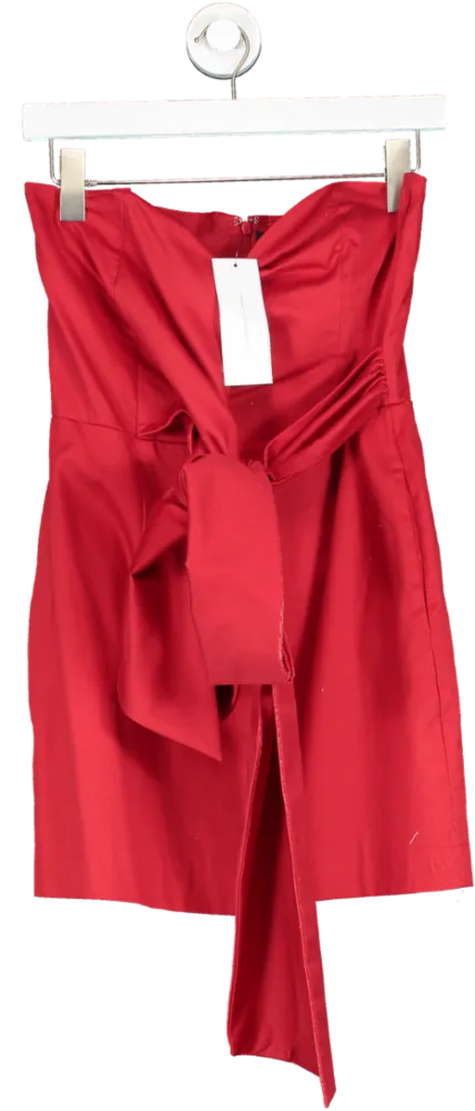 French Connection Red Florida Winter Strapless Dress UK 8