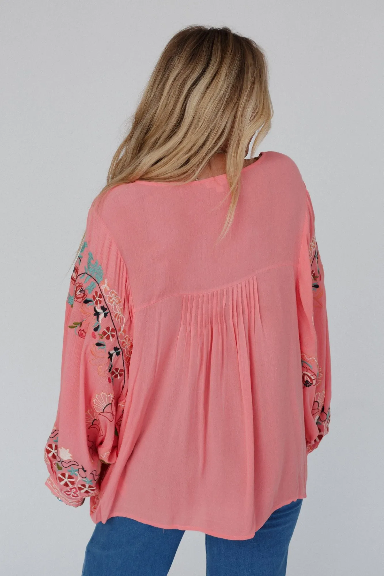 Frida Embroidered Dolman Sleeve Top - Rose