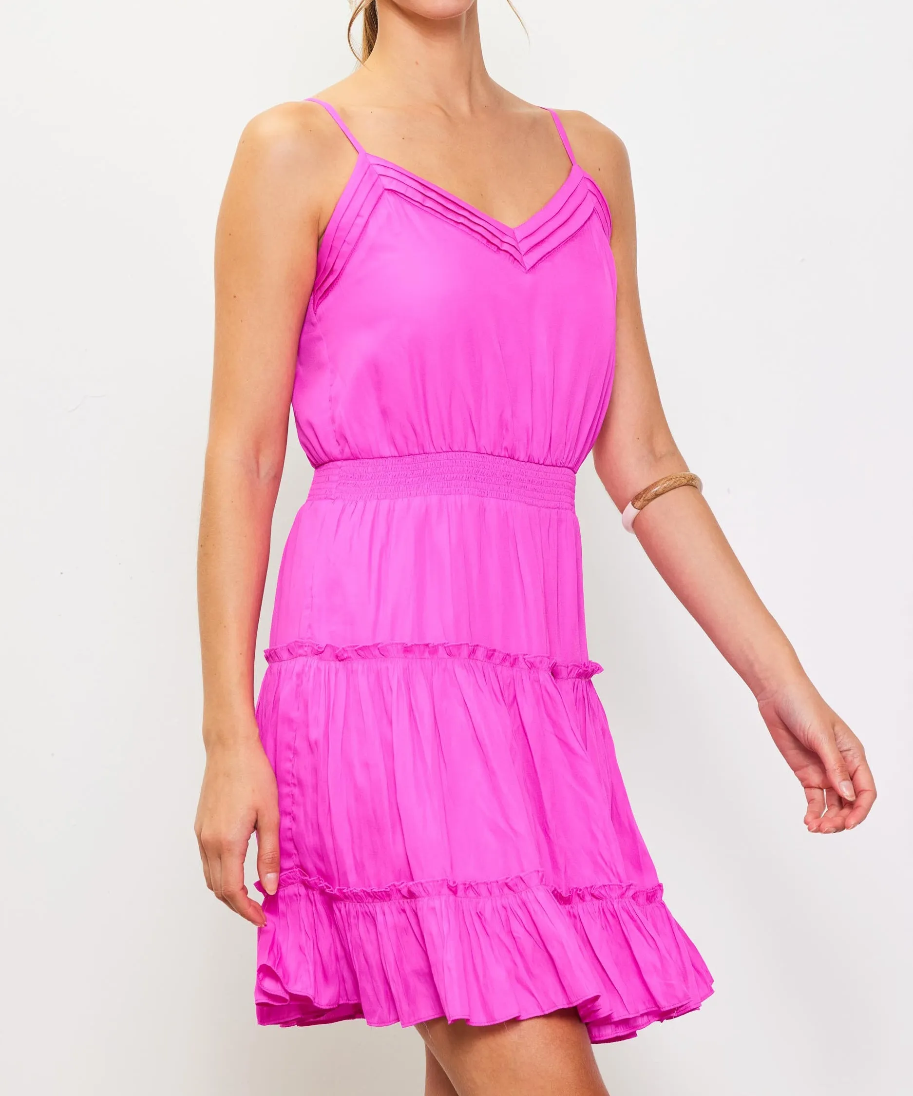 Front Neck Detail Cami Dress - Rose Violet