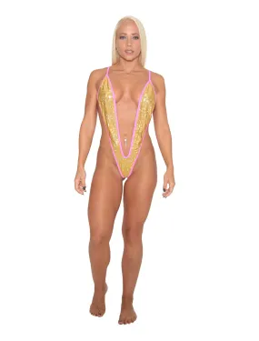 Gold Hologram Slingshot Bikini-Stripper Clothing