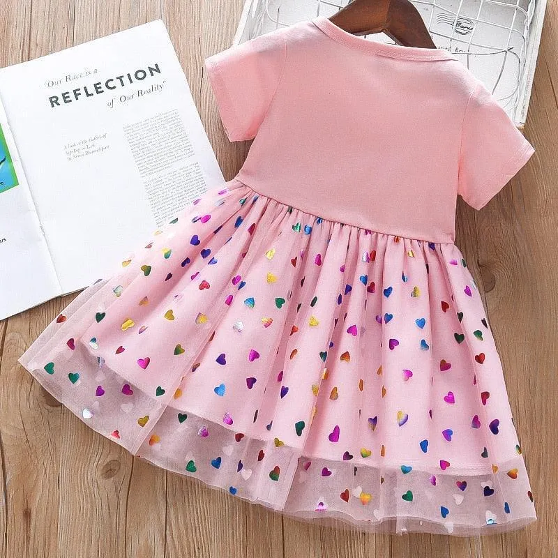 Hearts Print Girls Dresses