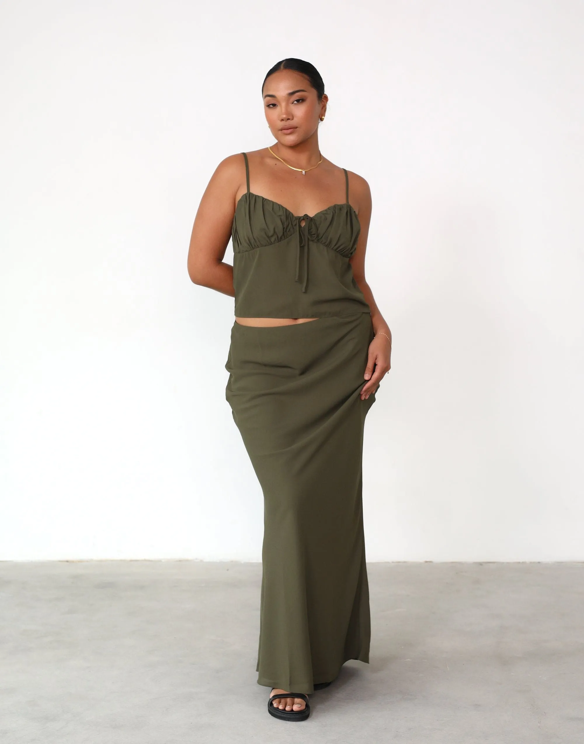 Isla Maxi Skirt (Burnt Olive)