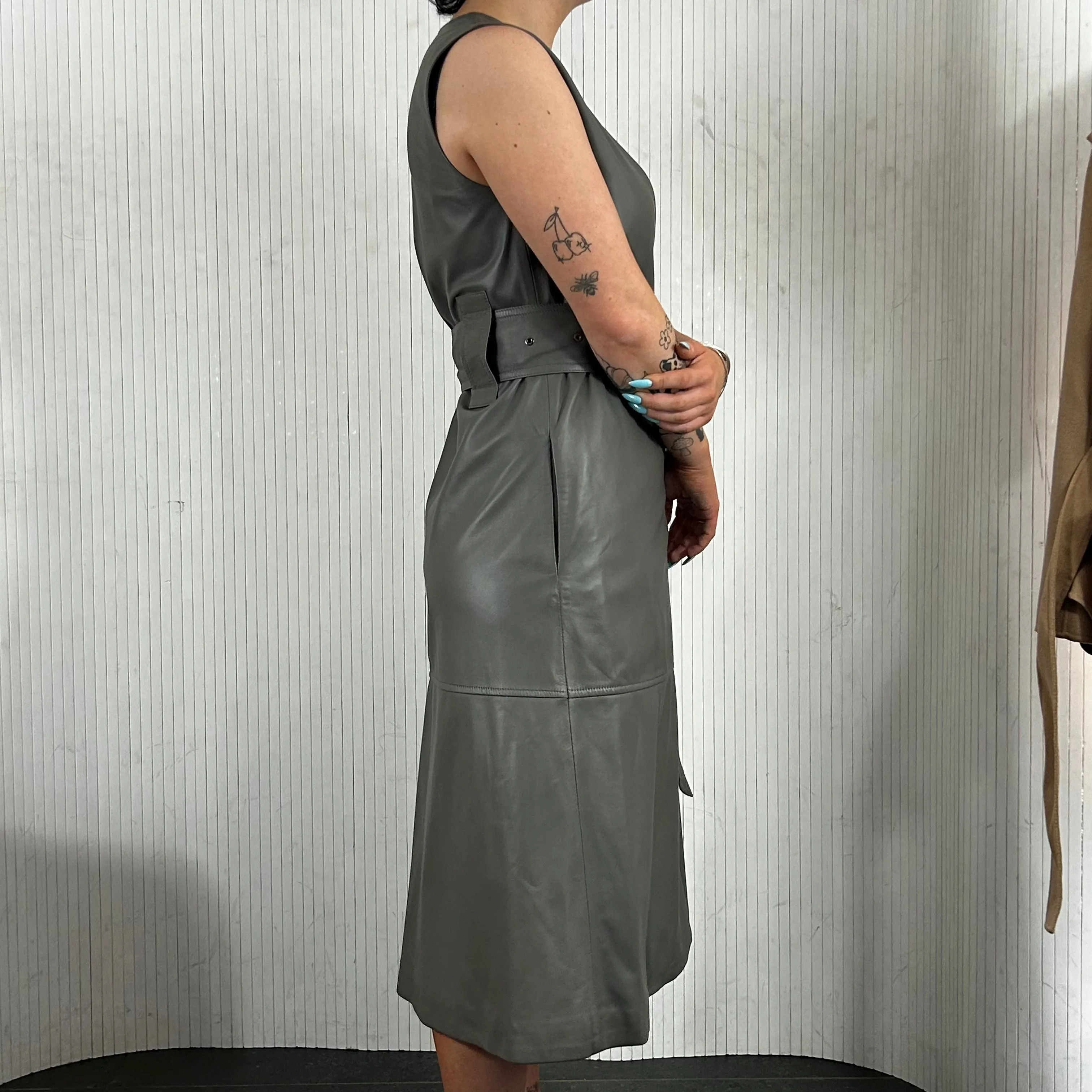 Joseph Brand New 1345 Ash Grey Dibo Nappa Leather Dress XS