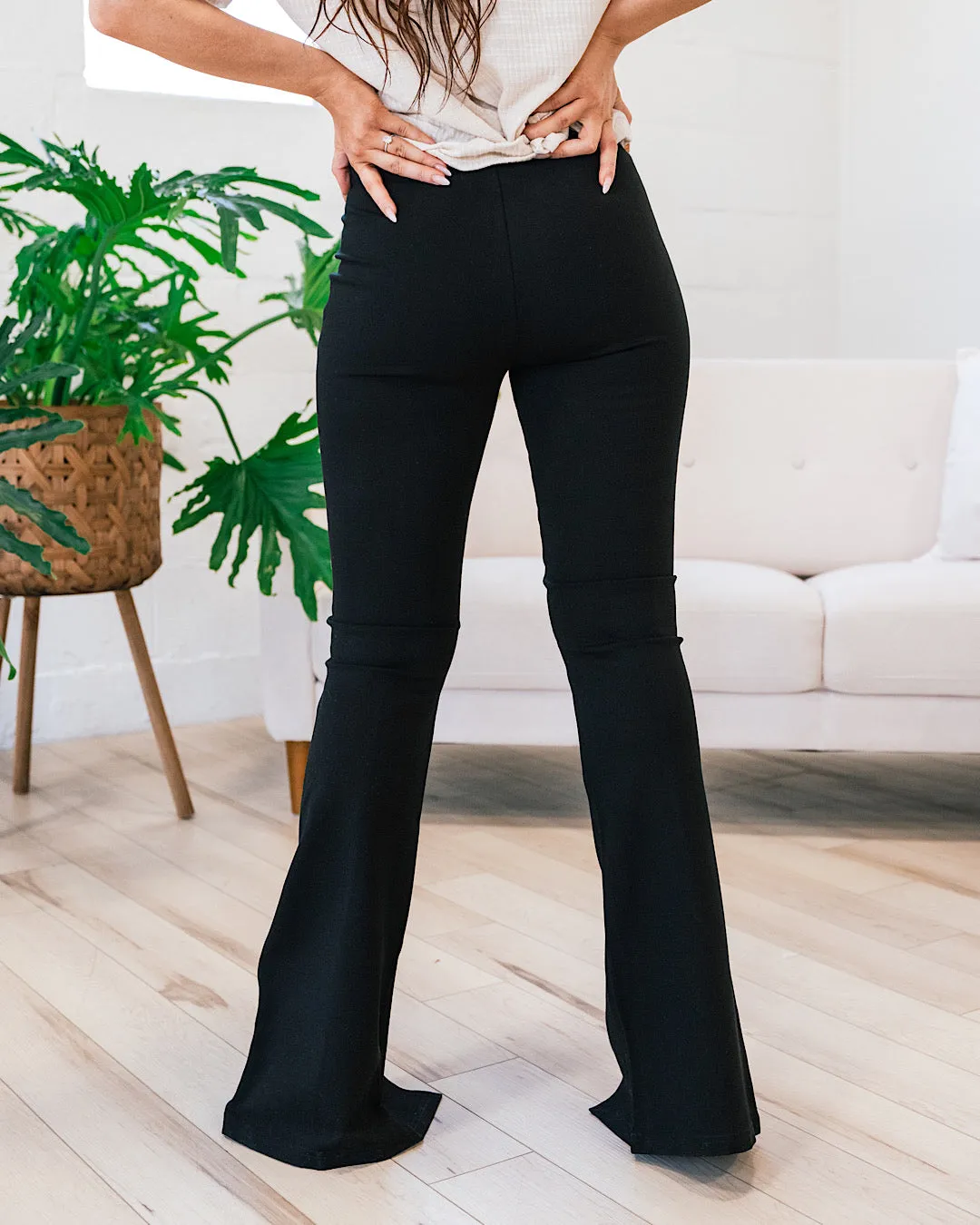 KanCan Alexandra Black Ponte Flare Pants FINAL SALE