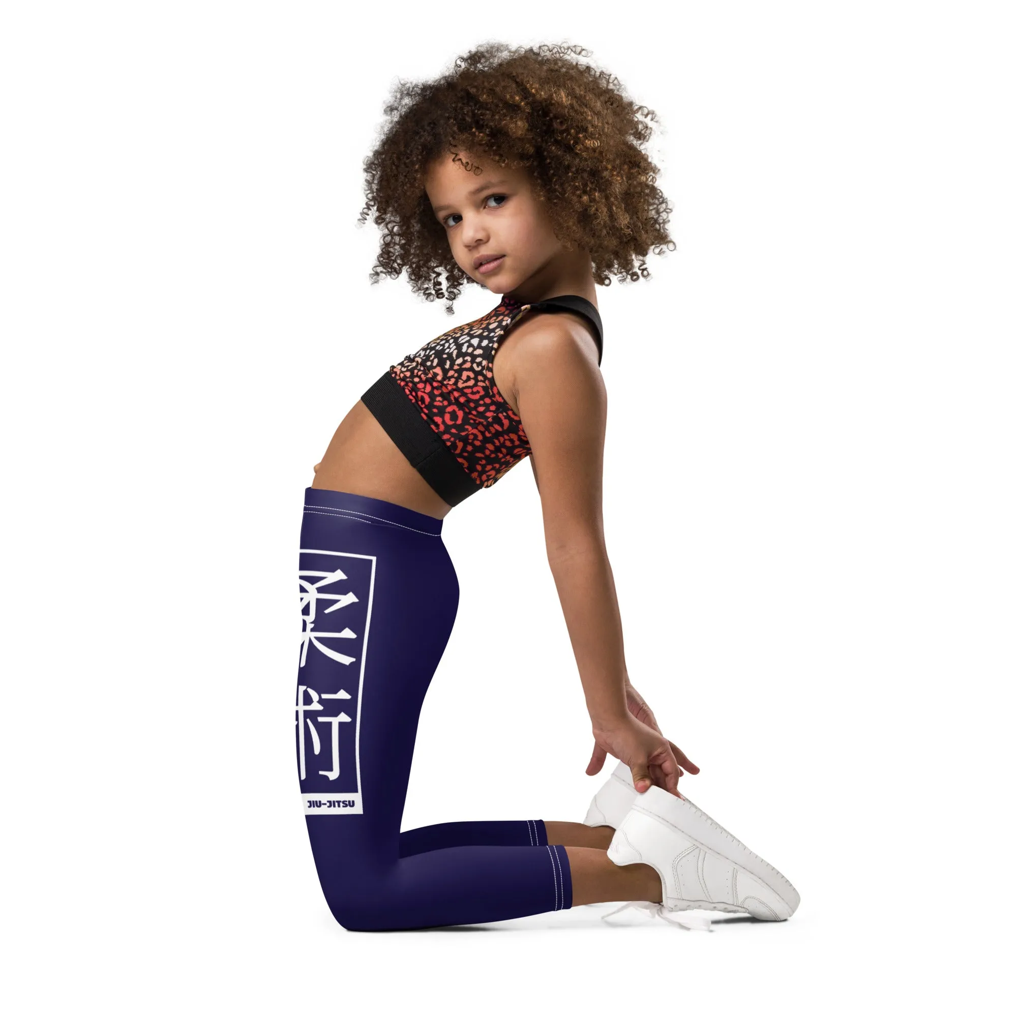 Kids' Girls Yoga Pants Workout Leggings Jiu-Jitsu 002 Midnight Blue