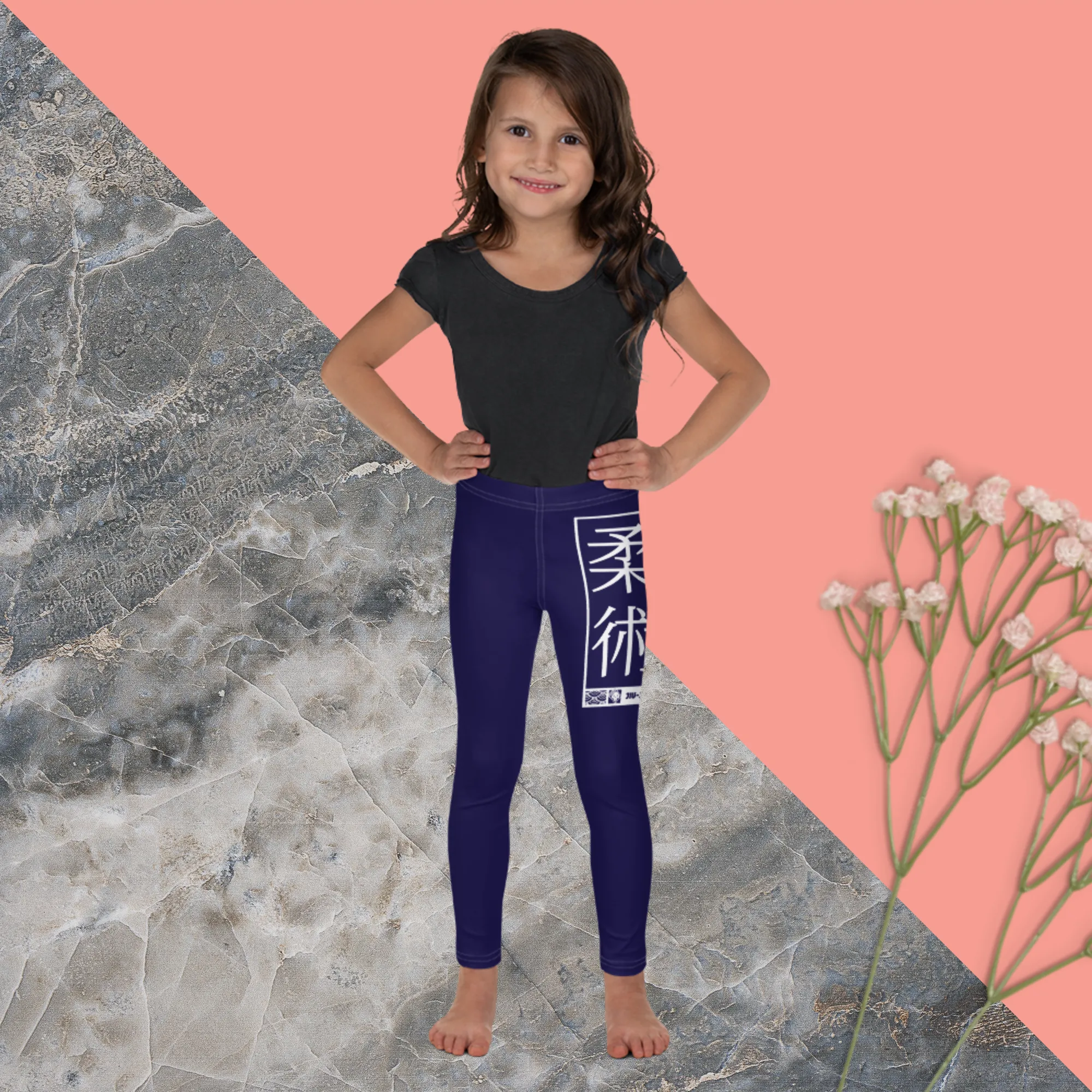 Kids' Girls Yoga Pants Workout Leggings Jiu-Jitsu 002 Midnight Blue