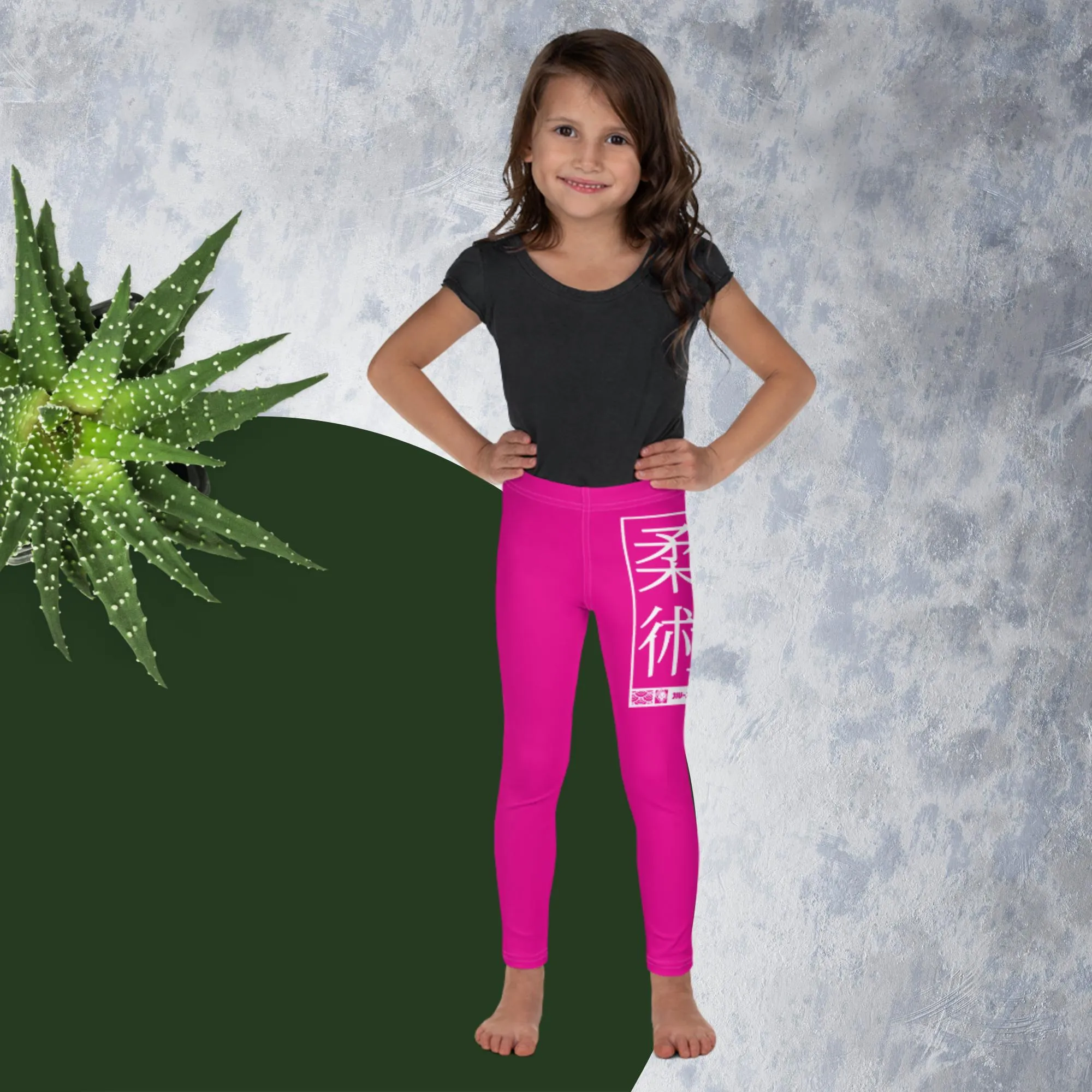 Kid's Girls Yoga Pants Workout Leggings Jiu-Jitsu 003 - Hollywood Cerise