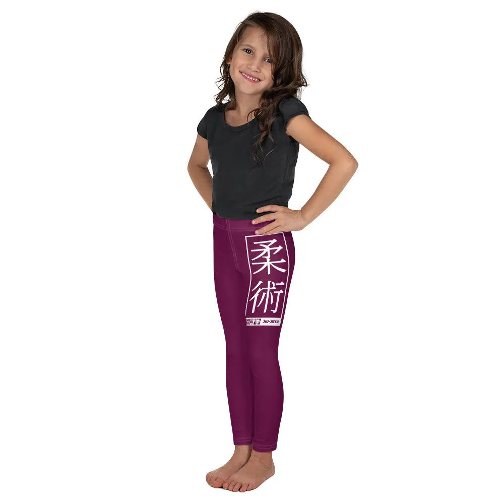 Kids' Girls Yoga Pants Workout Leggings Jiu-Jitsu 013 - Tyrian Purple