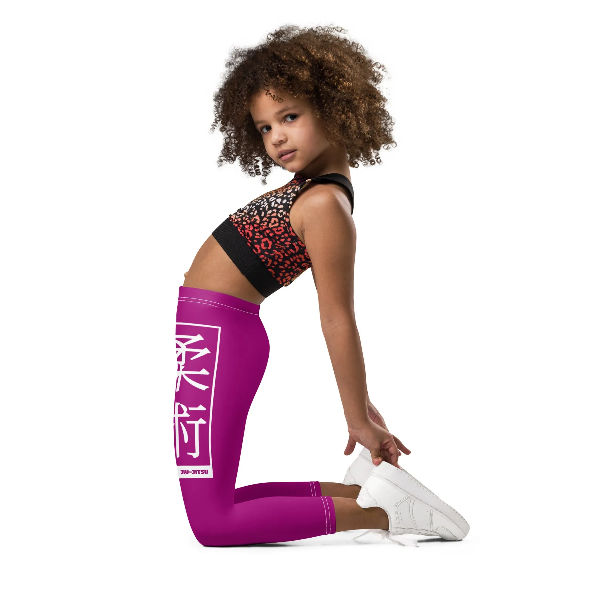 Kids' Girls Yoga Pants Workout Leggings Jiu-Jitsu 014 - Fresh Eggplant