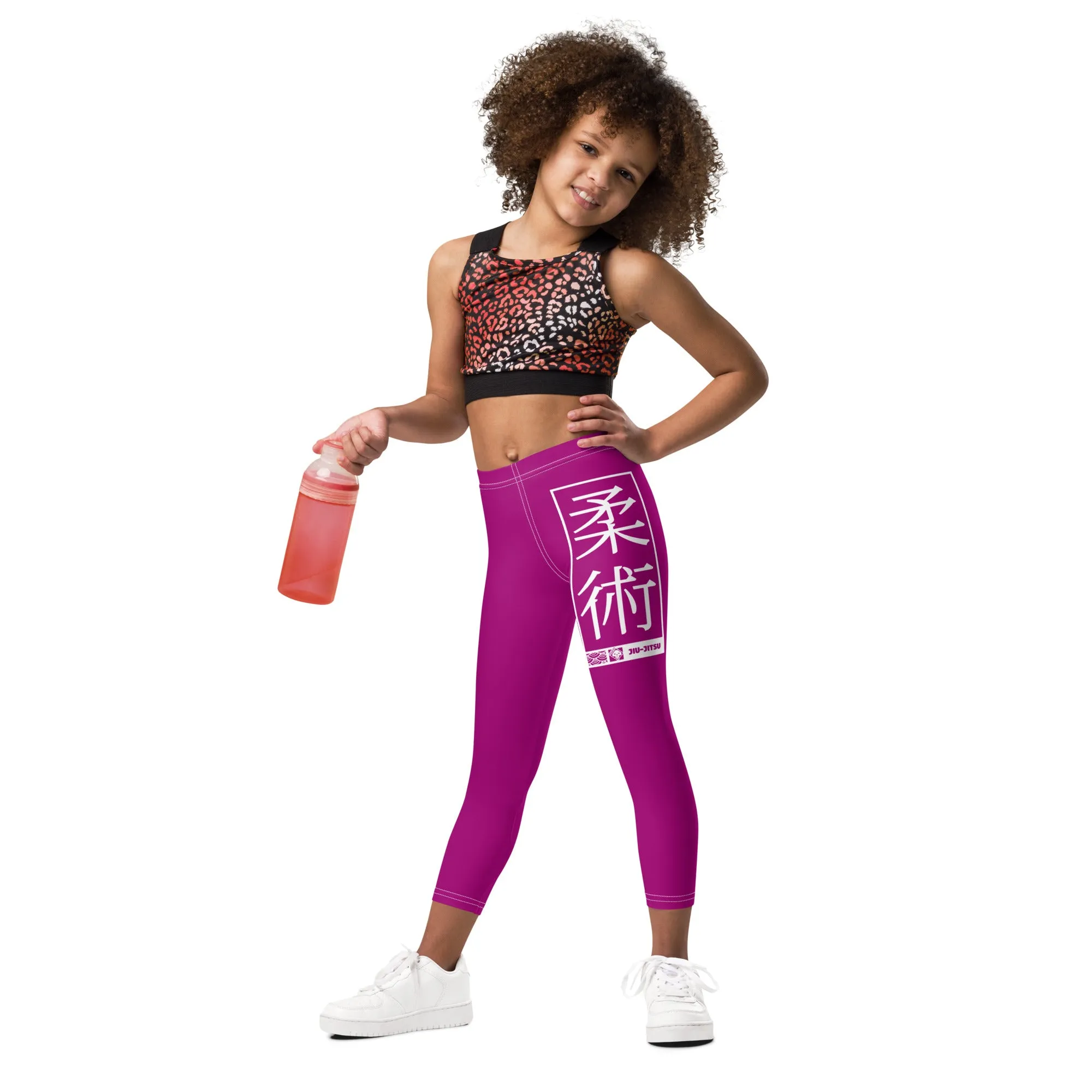 Kids' Girls Yoga Pants Workout Leggings Jiu-Jitsu 014 - Fresh Eggplant