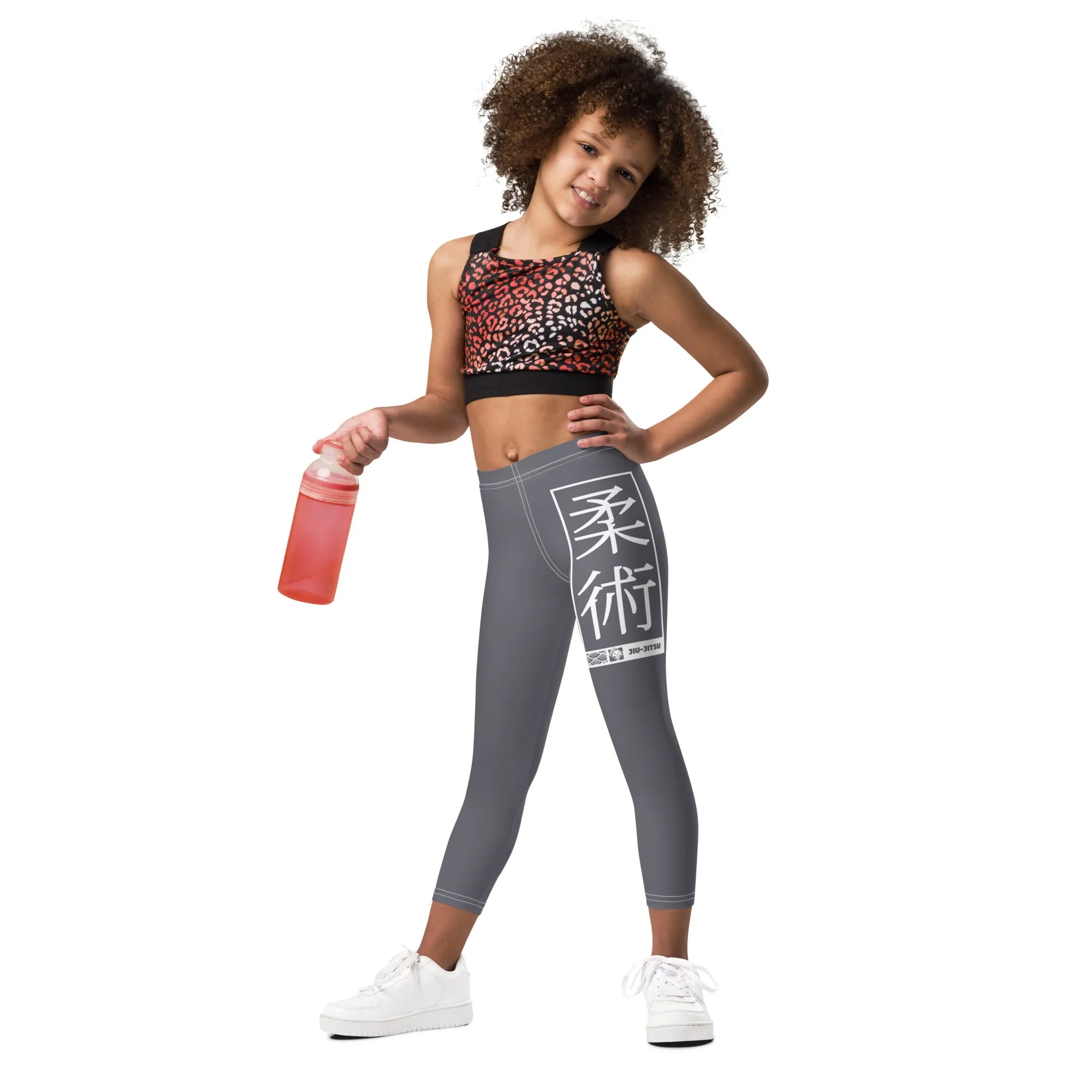 Kid's Girls Yoga Pants Workout Leggings Jiu-Jitsu 019 - Charcoal