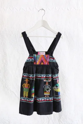 LAS NIAS KIDS MEXICAN EMBROIDERED HUIPIL BLACK DRESS