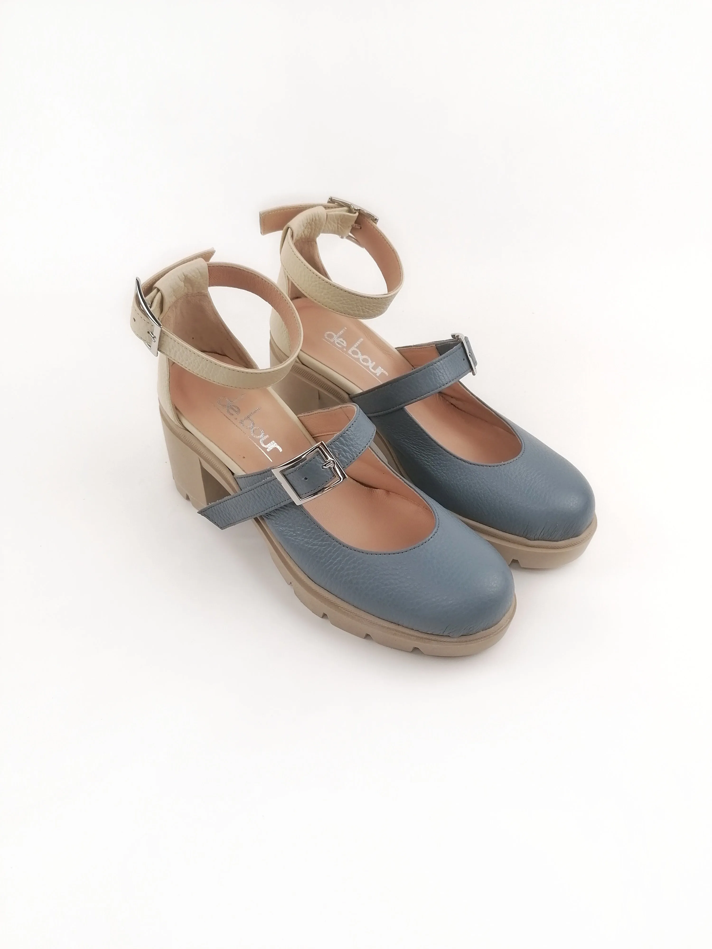 LEXIE RAF BLUE/LIGHT YELLOW RUBBER HEELS (7,5cm)