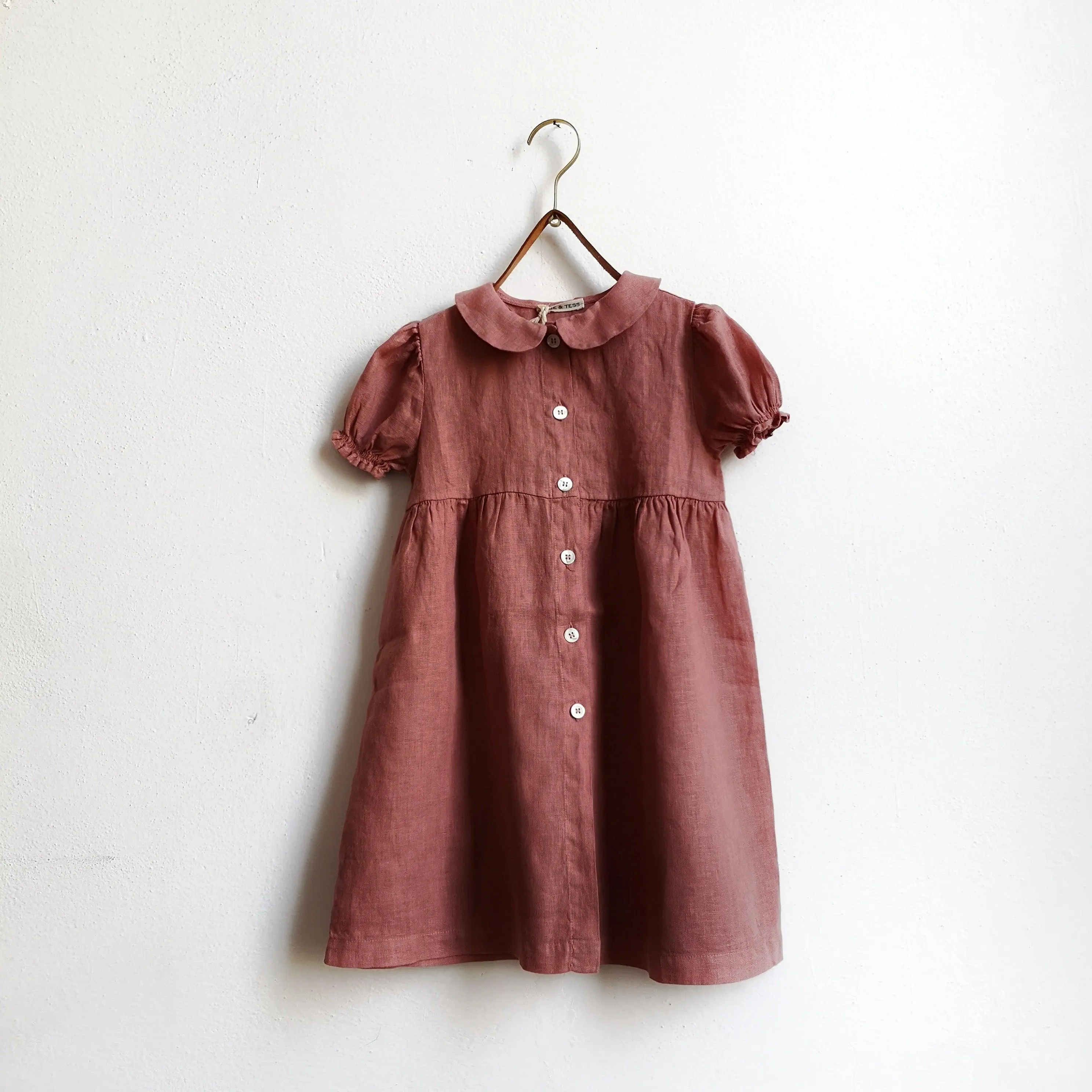 Long linen dress-DUSTY ROSE