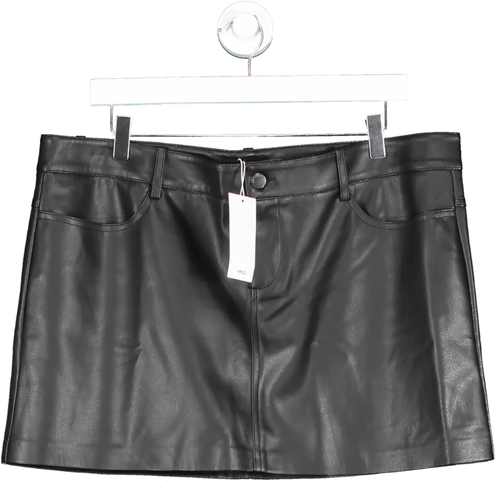 MANGO Black Leather Effect Mini Skirt BNWT UK XL