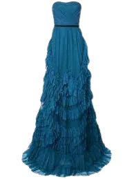 Marchesa Notte Blue Ruffled Strapless Gown UK 6