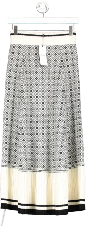 ME EM Cream Merino Jacquard A-line Skirt UK XS