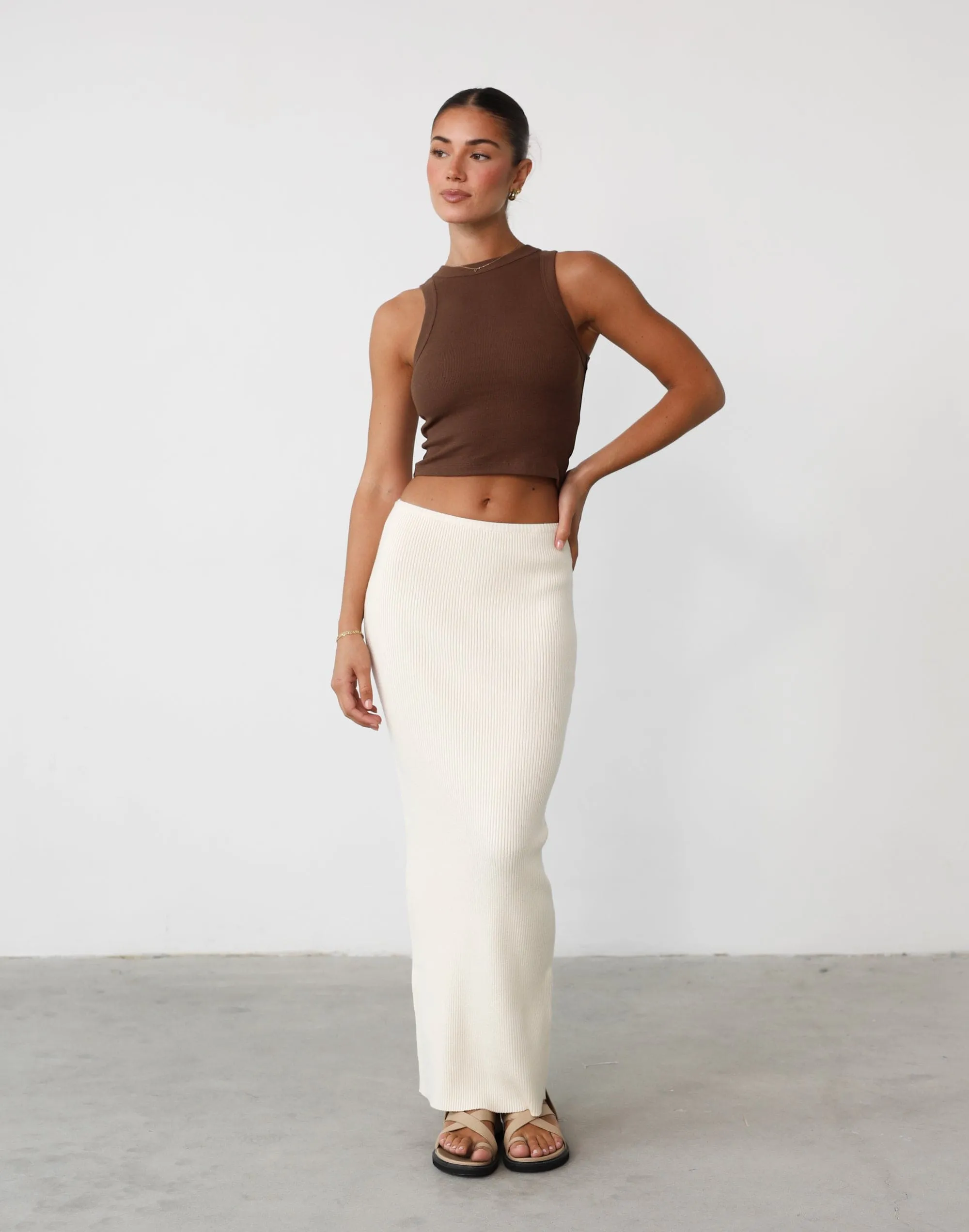 Nate Knit Maxi Skirt (Cream)