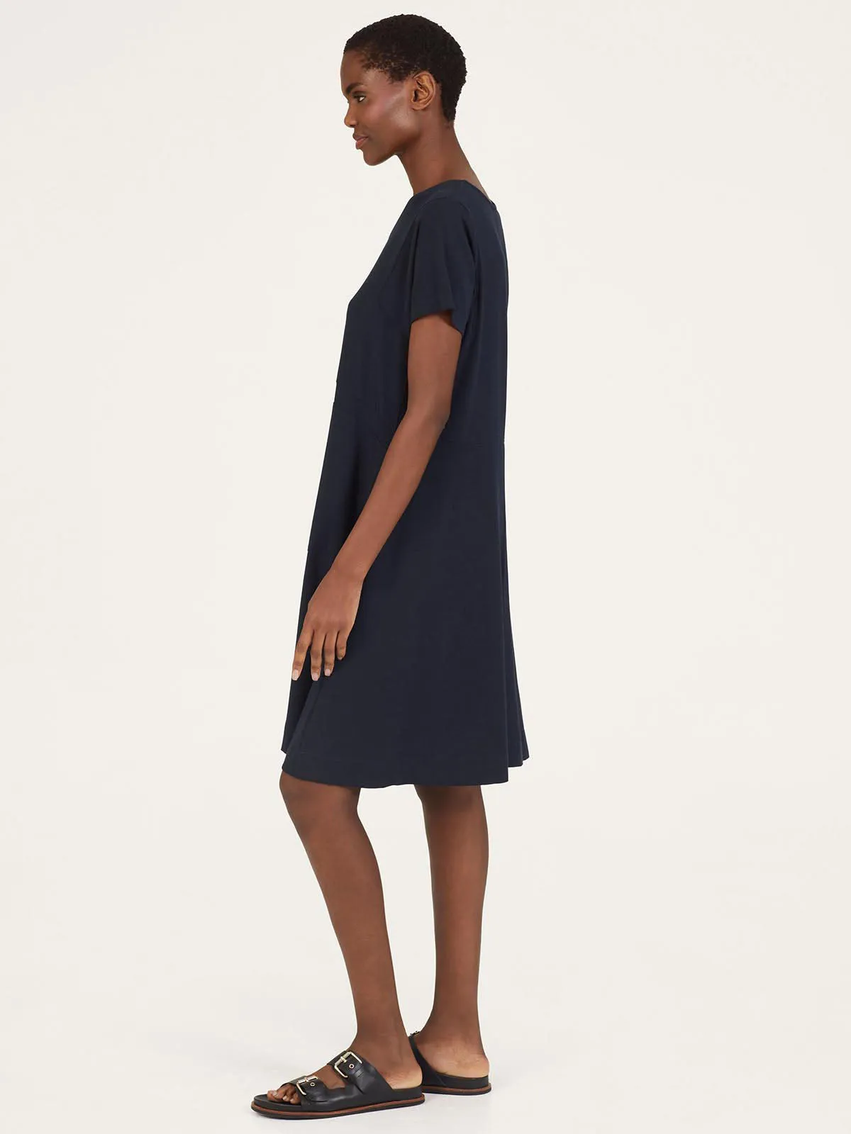 Neoma Bamboo Pocket Front T-Shirt Dress - Navy