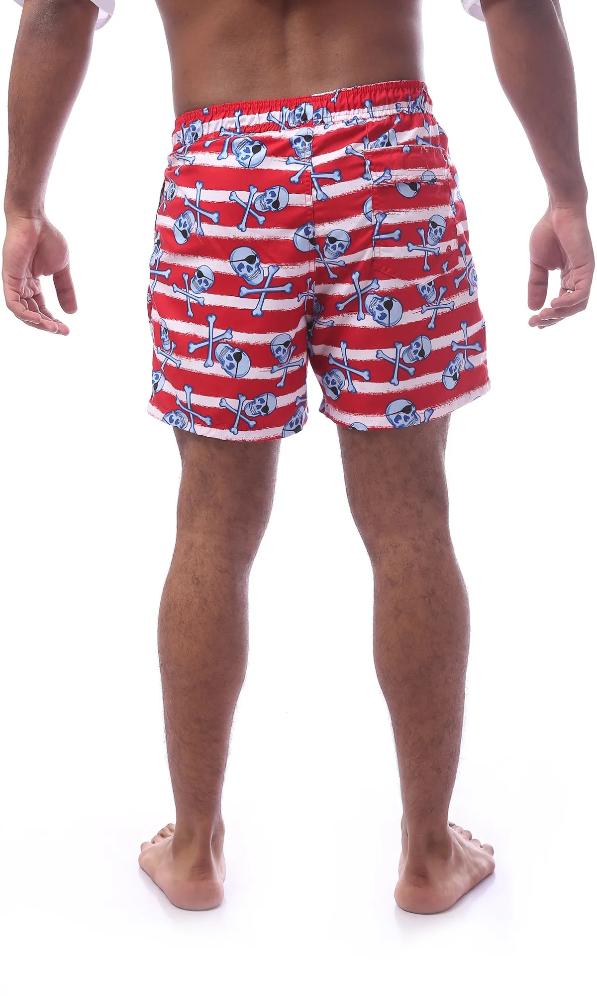 O167853 Printed Swim Shorts With Elastic Waist & Drawstring